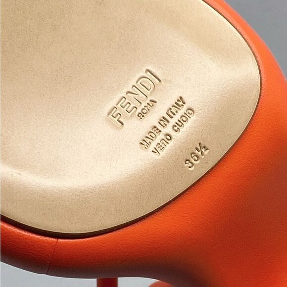 Fendi Baguette Ff Leather Strappy Sandal In Orange size 36.5 - Picture 14 of 14